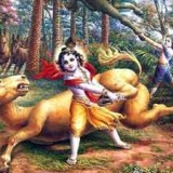 Krishna killing Dhenukasura