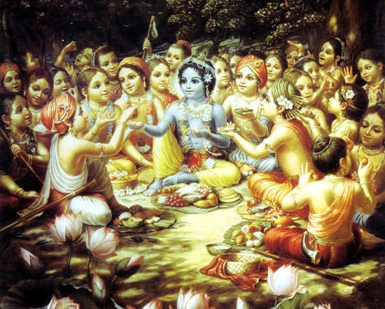 Krishna-Having-Lunch Radhanath Swami